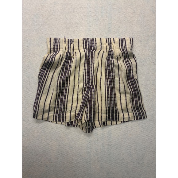 Unbranded Pants - Flowy Beach Shorts Coastal Grandma Boho Striped High Waist - Small Cream